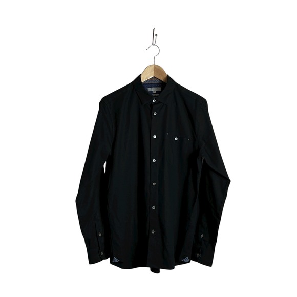 Ted Baker London Size 4 Large Black Contrast Cuff Dress Shirt Preppy Office - Picture 1 of 9